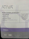 ATIVA Mini Display Port Male to VGA Female Pigtail, White,