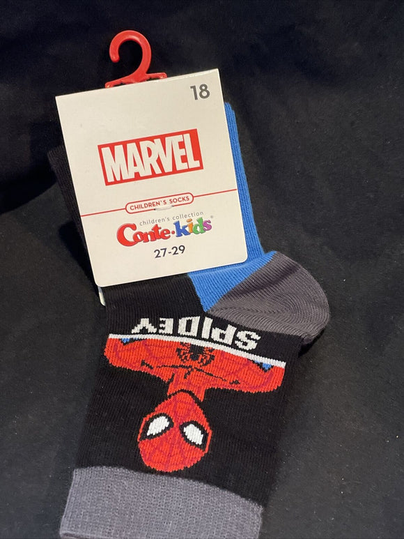 Marvel Spiderman Kids Socks fits shoes size 10.5-12.5  by Conte Kids