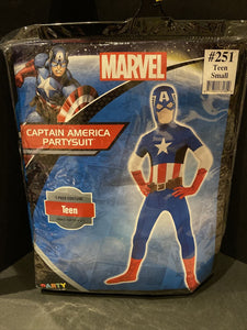 Captain America Partysuit Teen's Small (up To 4’5”) 1 Piece Costume