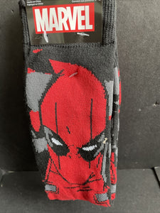 Marvel Dead Pool 2pair Mens Crew Socks Size 6-12