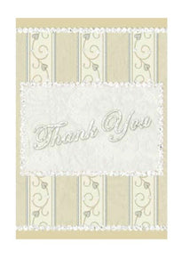 Thank You Cards Cream W/Silver Writing 8ct