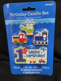 All Aboard Boys 1st Birthday Candles Cake Topper Decorations 4 Piece New