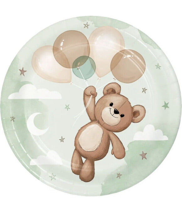 Teddy Bear Baby Shower 7-inch Plates Paper 8 Per Pack Baby Shower Tableware