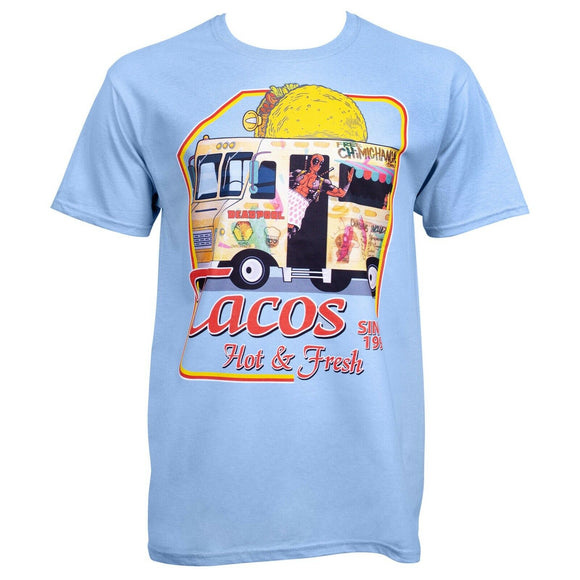 Marvel Deadpool Taco Truck T-Shirt Sz Small Blue NEW