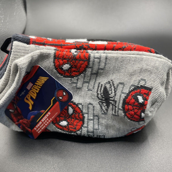Assorted Marvel Spiderman 5Pack Kids No Show Socks Size 6.5-9