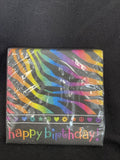 Neon Birthday Zebra Print Peace  Party Paper Beverage Napkins 16Ct