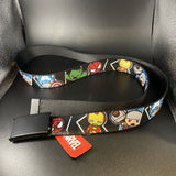 Buckle Down Black Buckle Mens Web Belt Mini Avengers Action Pose Close Up WAV041 Marvel