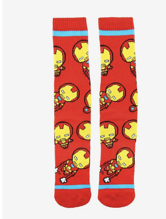 Marvel Iron Man Chibi Ribbed Crew Socks Mens Size 6-12