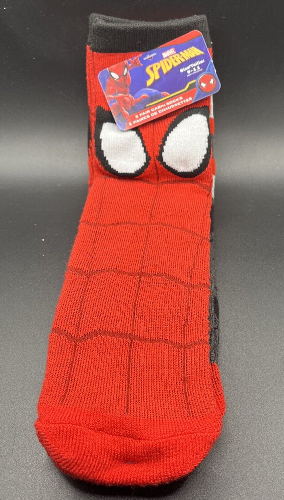 Marvel Spider-man 2 Pairs Youth Cabin Socks Size 9-11