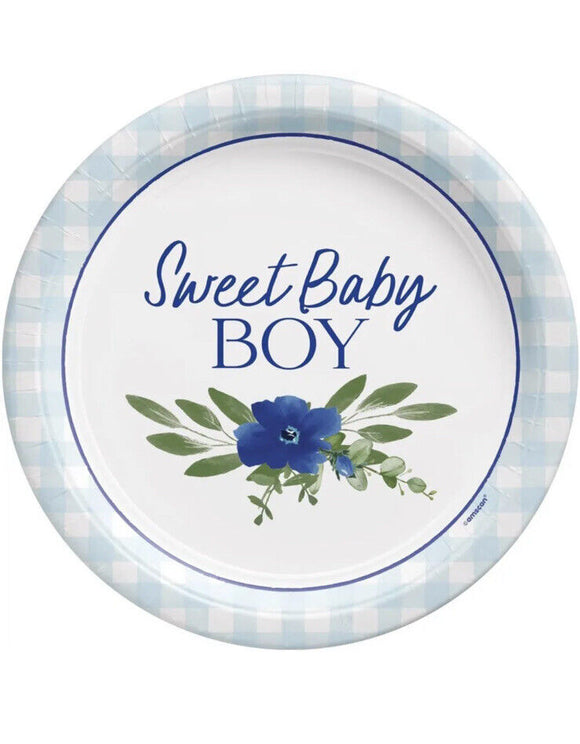 Baby In Bloom Sweet Baby Boy 7 Inch Plates Paper 8 Per Pack Boy Baby Shower