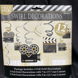 Lights Camera Action Movie Night Hollywood Party Hanging Swirl Decorations