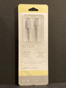 Ativa 3.28 Ft. C/Micro USB 2.0 Cable NEW