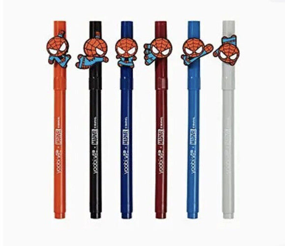 Yoobi x Marvel Spider-Man Marker 6 Pack With Charms | Red, Black, Navy, Maroo...