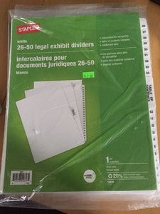 Staples 25-50 Legal Exhibit Dividers White