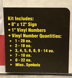 For Sale Sign 8”x12” With 1” Vinyl Numbers Kit