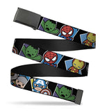 Buckle Down Black Buckle Mens Web Belt Mini Avengers Action Pose Close Up WAV041 Marvel