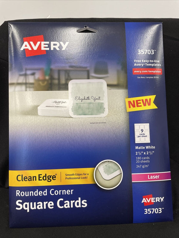 Avery 35703 Clean Edge Printable Square Cards, 2.5