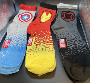 Marvel Hero 3Pack Mens Ankle Socks Size 6-12
