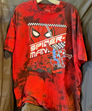 Marvel Spiderman Car Action Graphic Tie Dye Red/Blk Mens Tshirt Size XL