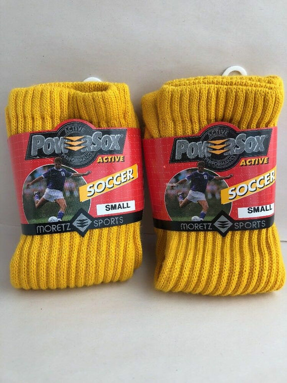 2 (Two) Pair PowerSox Moretz Soccer Socks Gold Size Small NWT