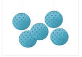 Mini Caribbean Blue Polka Dot Paper Lanterns 5ct