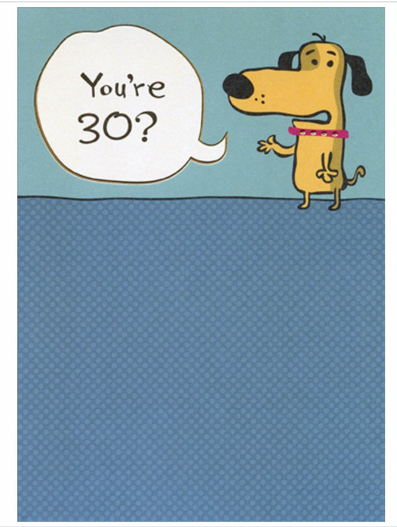 Humorous 30th : Thirtieth Birthday Greeting Card w/Envelope