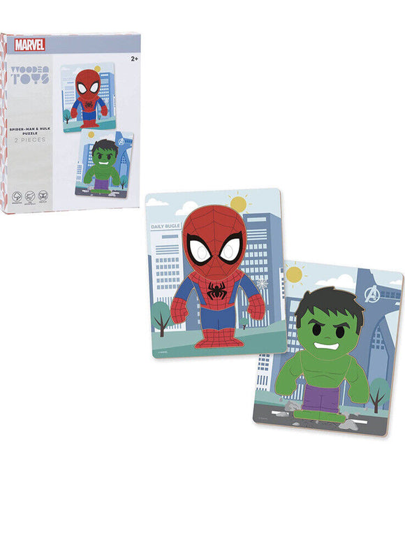 Wooden Toys Spiderman & Hulk Puzzle 2 Sets