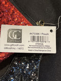 Avenue 9 Red Glitter Zipper Pouch with Blk Glitter Stiletto Charm