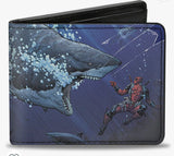 Buckle Down Deadpool Faces Shark Bifold Mens Wallet