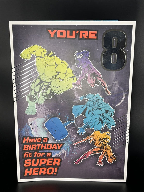 Marvel Avengers 8th Birthday Greeting Card w/Envelope