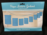 Caribbean Blue Paper Lantern Garland 12ft