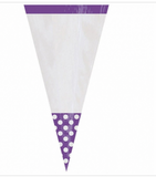 Amscan Cone Shaped Plastic Party Goodie Bags -Pack Of 10 W/Twist Ties Purple