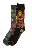 Mens Socks Marvel Iron Man & Avengers Logos 2 PAIRS Men Shoe Sizes 6-12 NEW