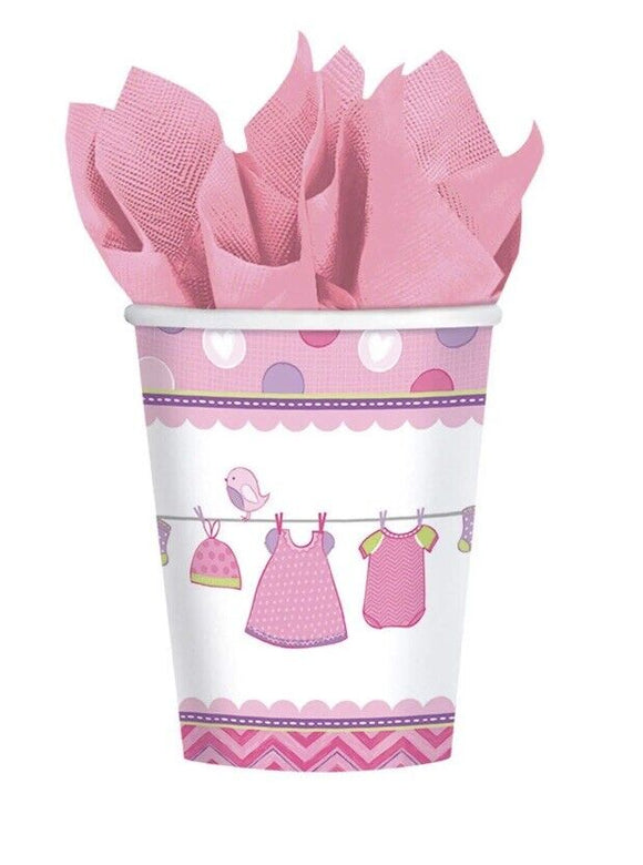 Shower with Love Girl Chevron Polka Dot Baby Shower Party 9 oz. Paper Cups