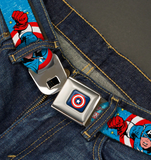 MARVEL COMICS Captain America Shield Seatbelt Belt w/Action Pose- WCA015 24"-38"