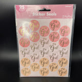 Pink “it’s A Girl “  Baby Shower Sticker Seals 1 Sheet 25 Ct