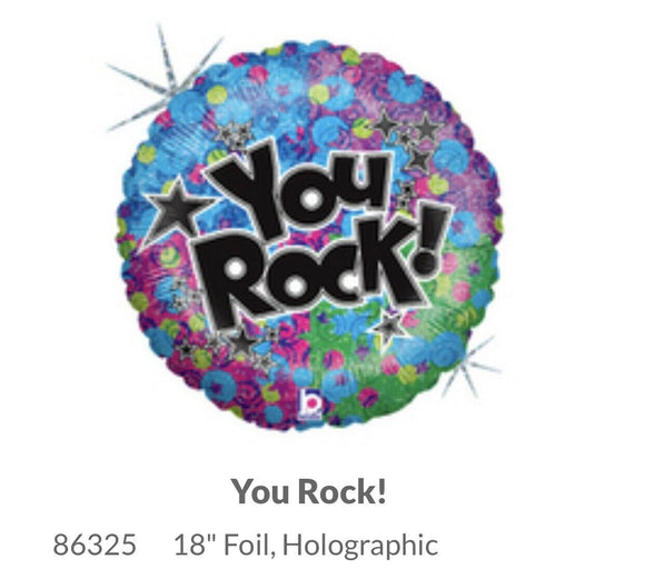 18” Foil Holographic You Rock! Balloon  NEW