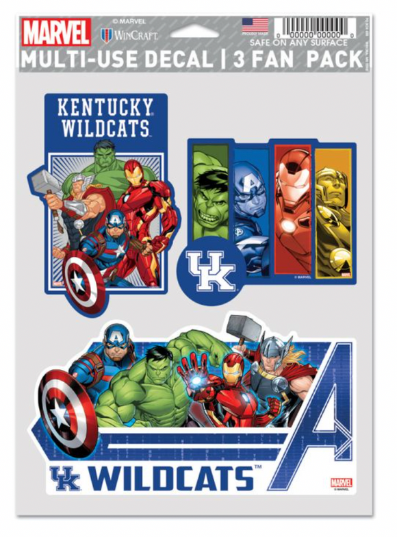 Kentucky Wildcats Marvel Multi-Use Decal 3 Fan Pack