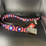 Buckle Down Chrome Buckle Mens Web Belt Captain America Shield Repeat WCA012 Marvel