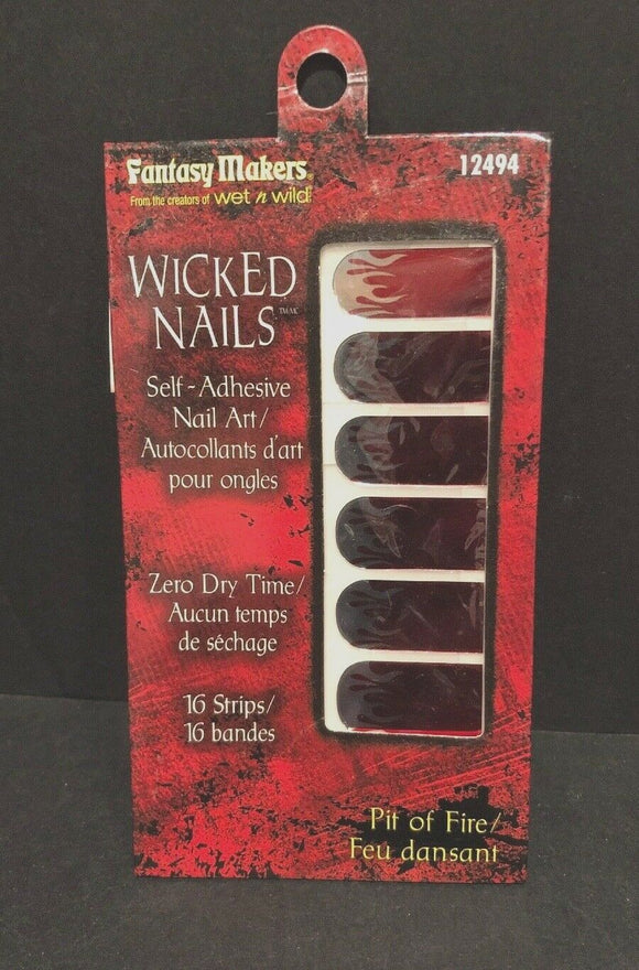 FANTASY MAKERS* Wicked Nails PIT OF FIRE Self-Adhesive Nail Strips HALLOWEEN
