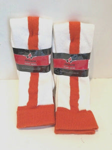 2 Pairs ALLESON ATHLETIC TEAM SOCKS WHITE/ORANGE  SZ 10-13  Baseball NEW