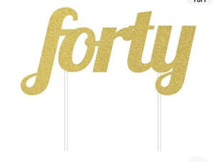 Cake Topper Gold Forty Glitter