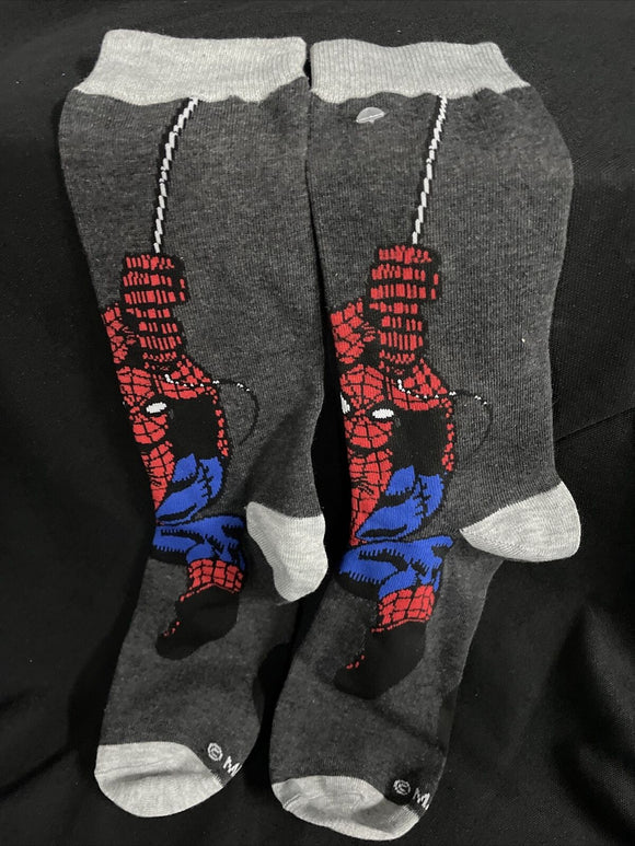 Swinging Spiderman Mens Novelty Crew Sock Size 10-13 Marvel