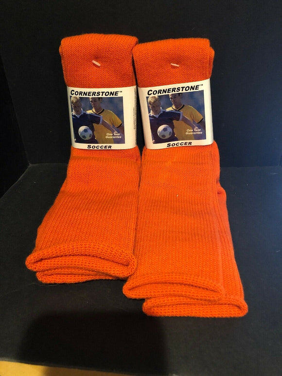 2 Pairs Cornerstone Soccer Socks  Size Large 10-13 Orange NEW