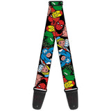 MARVEL COMICS Guitar Strap - 5-Marvel Characters Black- WAV002