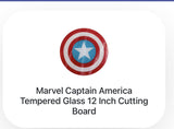 Marvel Captain America Round Tempered Glass 12” Cutting Board