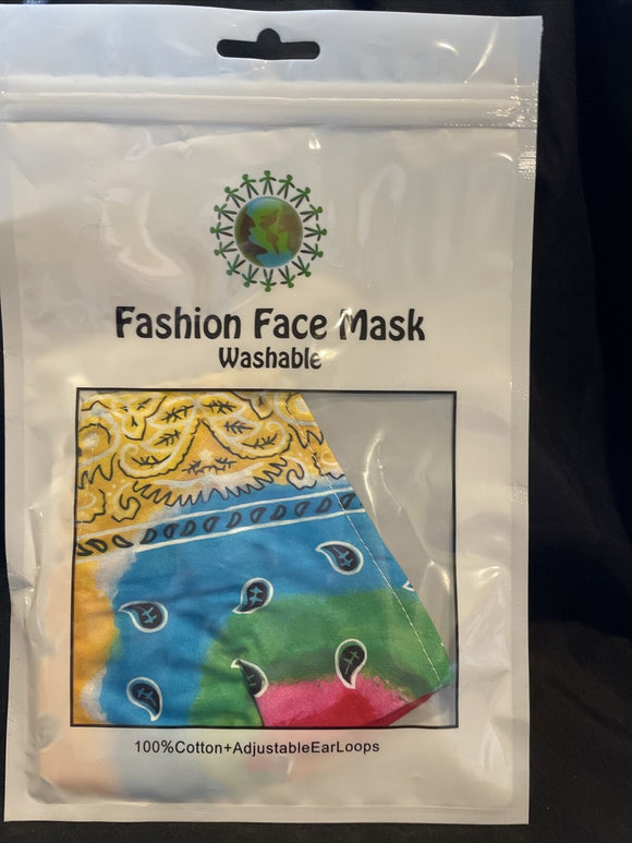 Bandana Tie Dye 100% Cotton Adjustable Earloops Washable Face Mask
