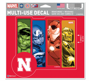 Nebraska Cornhuskers MARVEL MULTI-USE DECAL 5" x 6"