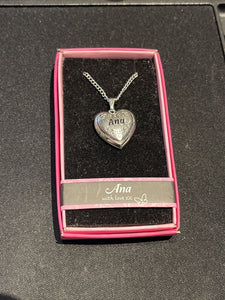 Heart Picture Locket With Love Necklace 16-18" Chain Ana