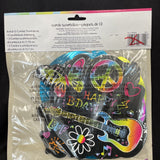 Neon Birthday Zebra Print Butterfly Peace Guitar Party Hanging Swirl Decorations